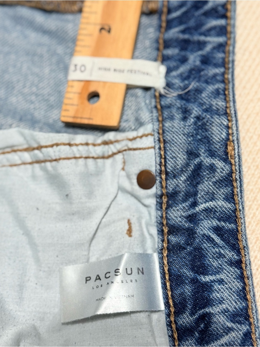 PacSun Blue‎ Distressed Jean Shorts High-Rise size 30 - Picture 6 of 11